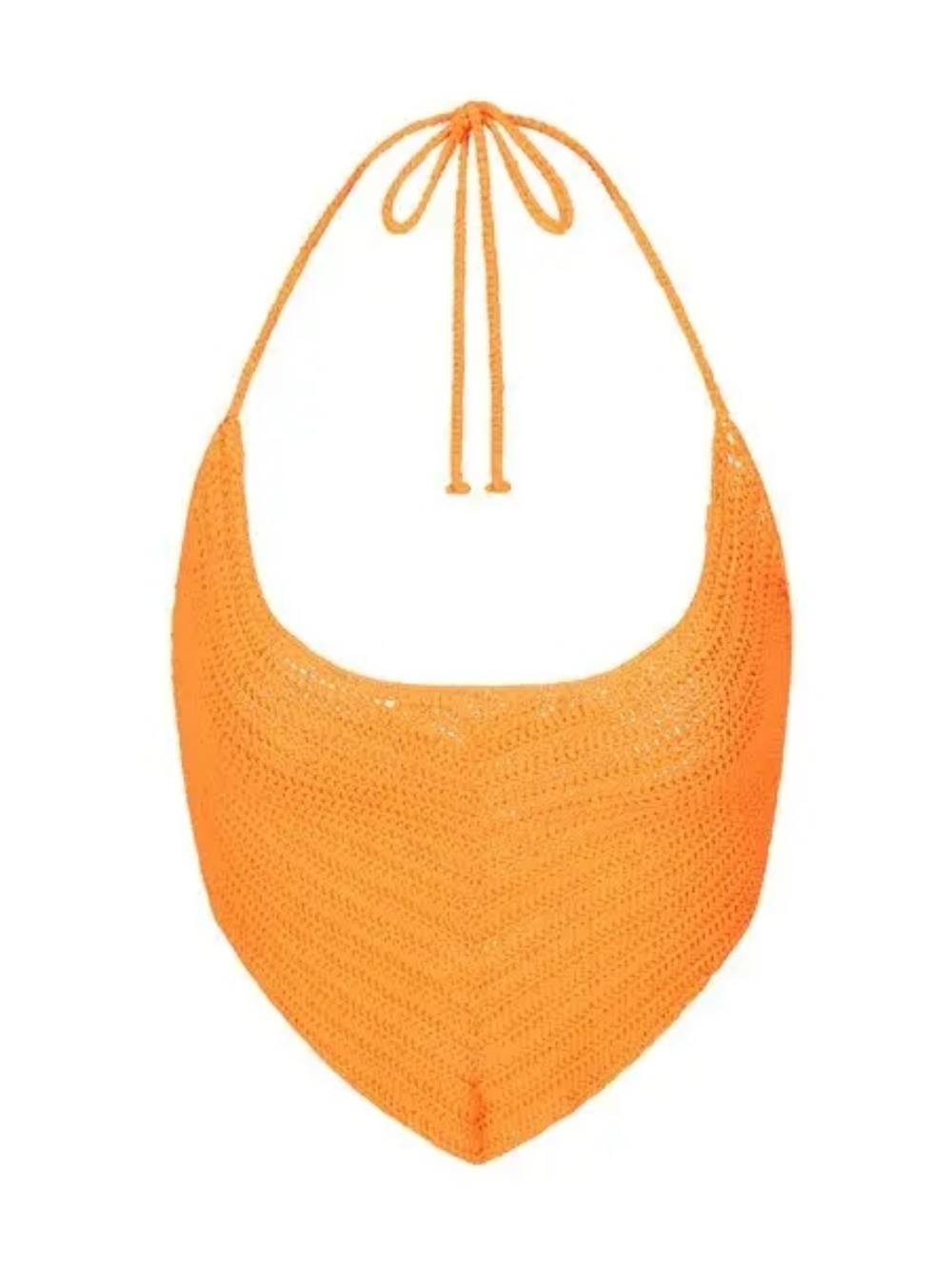 NWT SKIMS Crochet Swim Hankerchief Bikini Top Neon Orange Coral XXS See Color